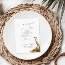 Küstenelegantes Boho-Reiher-Hochzeitsmenü