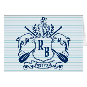 Küstenemblem-Delphin-Anker-Ruder-Schild nautisch