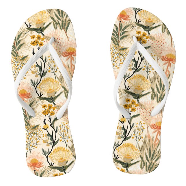 Küstenfloralmuster Flip Flops (Fußbett)