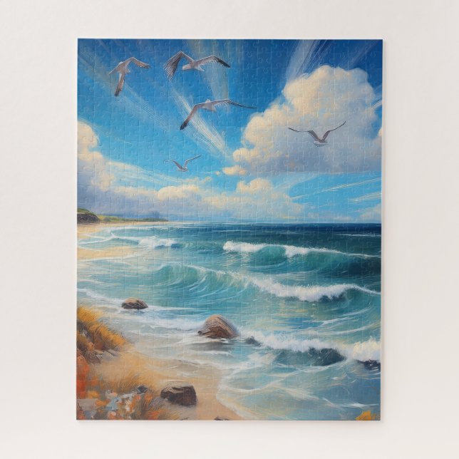 Küstenflug Strandle Möwen Puzzle (Vertikal)