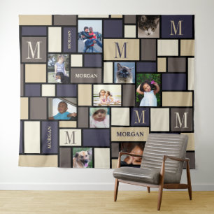 KüstenFoto Farbblockruhiges des Chic-Monogramm-10 Wandteppich