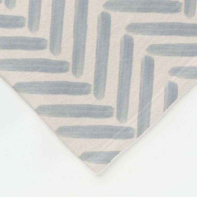 Küstengemälde-Herringbone-Muster in Nebelblau Fleecedecke (Ecke)