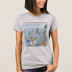 Küstengestaltete blaue und weiße Kürbisse und Sees T-Shirt