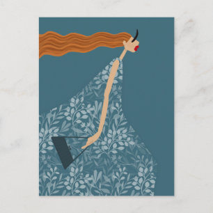 Küstengestaltete feminine Modeillustrationskunst i Postkarte