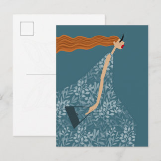 Küstengestaltete feminine Modeillustrationskunst i Postkarte