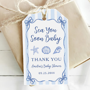 Küstengestreifte Baby Shower Meer Sieht Euch Bald  Geschenkanhänger