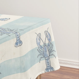 Küstengestreiftes Muster in Blau mit Hummer Tischdecke