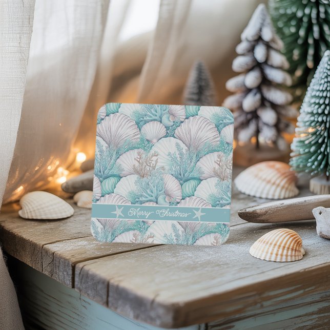 Küstengewässer- und Korallenmuster#3 ID1009 Rechteckiger Pappuntersetzer (Von Creator hochgeladen)