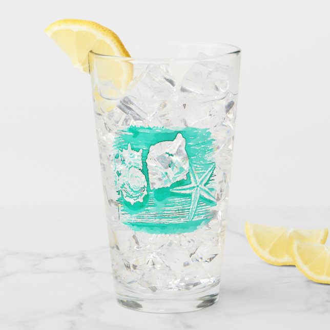 Küstengewässerfarbe aquamarine Muschelstäbchen Glas (Vorderseite Ice)