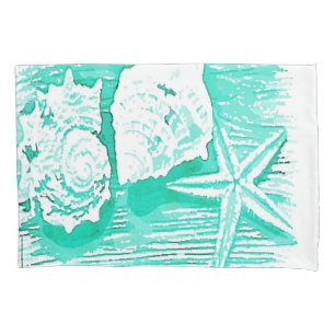 Küstengewässerfarbe aquamarine Muschelstäbchen Kissenbezug
