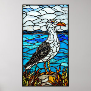 🌊 Küstenglas-Kunst-Dekor-Geschenk von der Möwe fü Poster