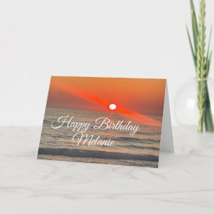 Küstenglücklicher Geburtstag Sonnenuntergang Stran Karte