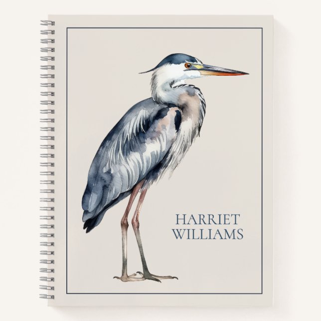 Küstengraureiher-Vogel Personalisiert Notizbuch (Vorderseite)