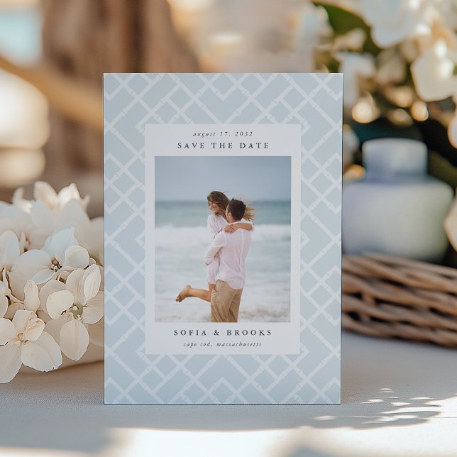 Küstengrün-Bambusgitter-Foto Save The Date (Von Creator hochgeladen)