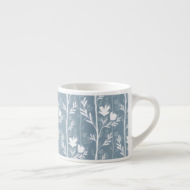 Küstengrün Botanische Stille Florale Silhouette Espressotasse (Rechts)
