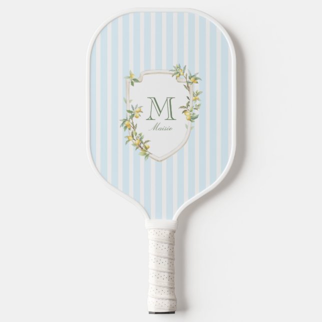 Küstengrün gestreifter Monogramm-Pickleball-Schläg Pickleball Schläger (Vorderseite)