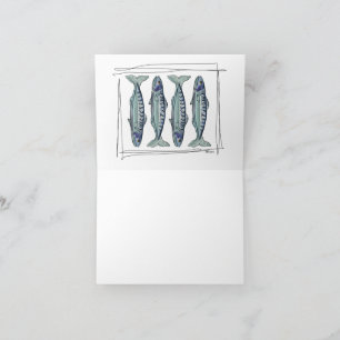 Küstengrün-Makrelen-Nahtloses-Ozean-Fisch-Muster Dankeskarte