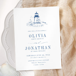 Küstengrün Toile Leuchtturm Hochzeit Einladung