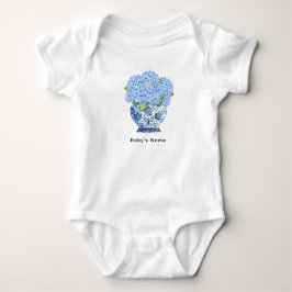 Küstengrüne Hortensie Chinoiserie Nantucket Baby Strampler
