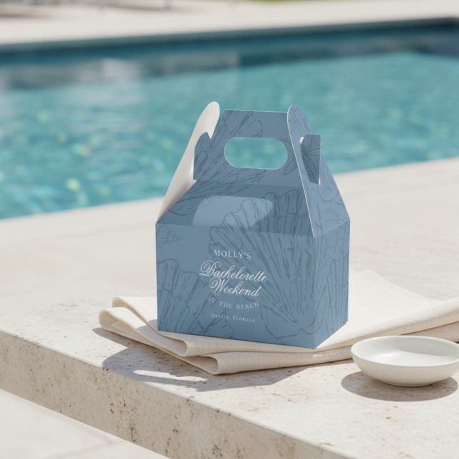 Küstengrünes Muschel-Junggesellinnenabschied Geschenkschachtel (Coastal Blue Seashell Bachelorette Favor Boxes)