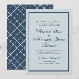 Küstenhochzeit Dusty Blue Klassische Schrift Einladung