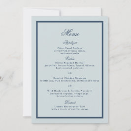 Küstenhochzeit Dusty Blue Klassische Speisekarte Einladung