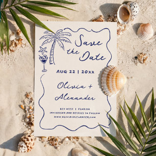 Küstenhochzeit mit handgezeichneten Doodles Save The Date