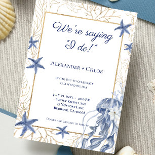 Küstenhochzeit Navy Blau Gold Einladung