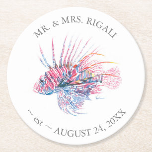 Küstenhochzeit Runder Pappuntersetzer