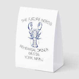 Küstenhummer-Hochzeitsprobedinner-Aufkleber Tischaufsteller