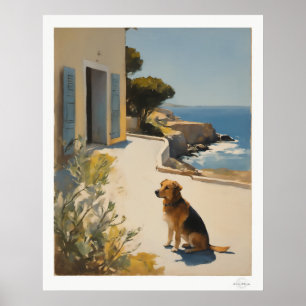 Küstenhund-Leinwand, Golden Retriever Meerblick Poster