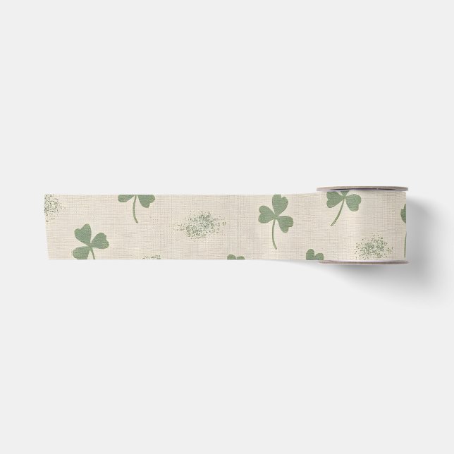 Küsteni Irisches Leinen Shamrock St. Patrick's Day Satinband (Vorderseite)