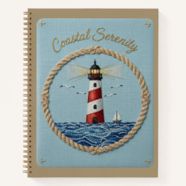 Küstenidylle Stickerei-Leuchtturm-Journal Notizbuch