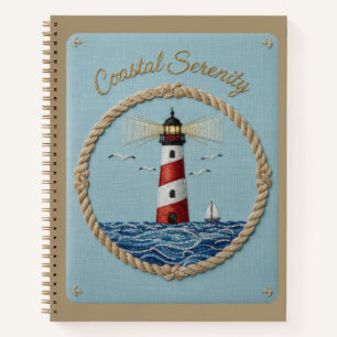 Küstenidylle Stickerei-Leuchtturm-Journal Notizbuch