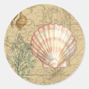 Küstenkarten-Collage Runder Aufkleber