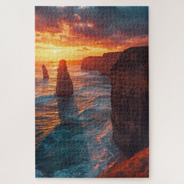 Küstenklippen-Sonnenuntergang-Puzzle Puzzle (Vertikal)