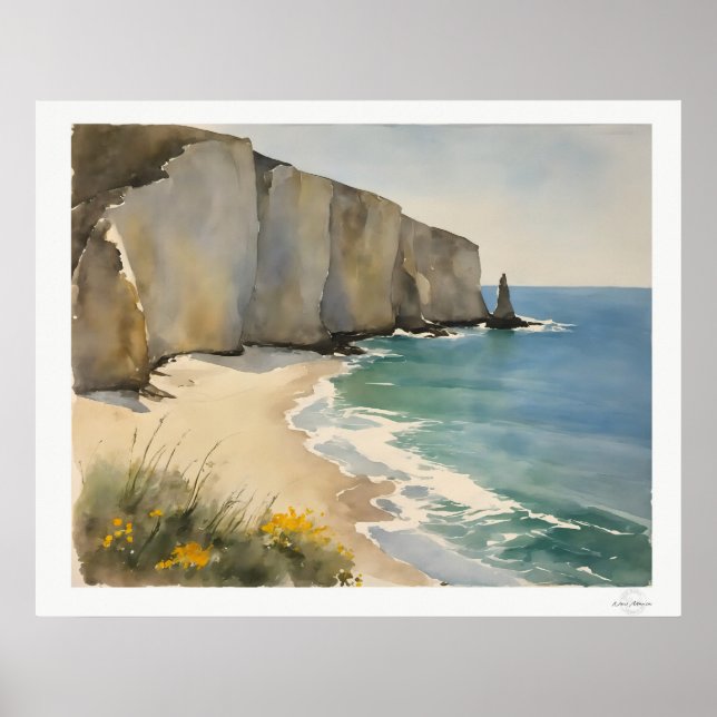 Küstenklippen und Sandstrand Poster (Vorne)