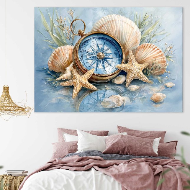 Küstenkompass Seestern Druck | Wandposter Poster (Coastal Compass Starfish Print | Wall Poster by TinkPrints)