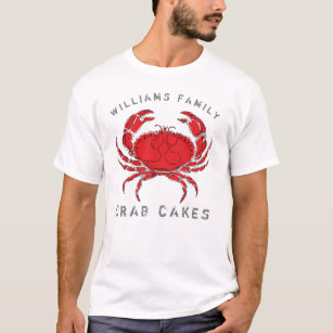 Küstenkrabben-Kuchen-mit Monogramm Familienname T-Shirt