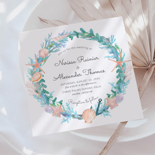 Küstenkranz Aquarell Strandhochzeit Einladung