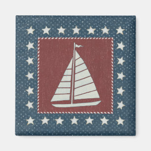 Küstenkunst   Segelboot auf Rot Magnet