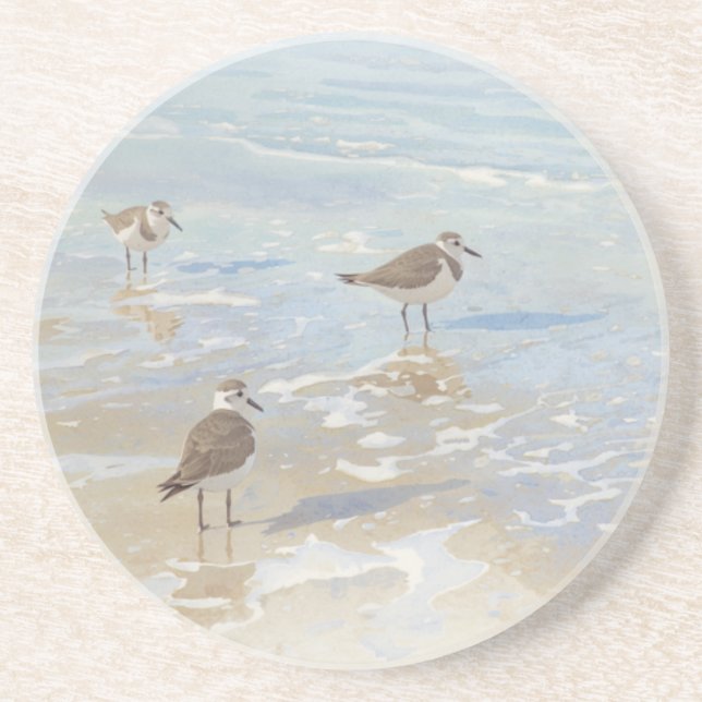 Küstenkunst Strandläufer am Strand  Getränkeuntersetzer (Vorne)