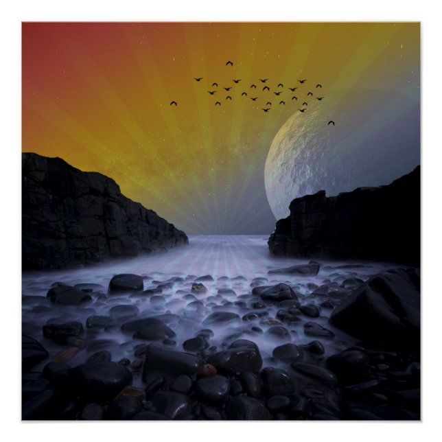 KÜSTENKÜSTE VINTAG MORGENS SONNENNATUR POSTER (Vorderseite)