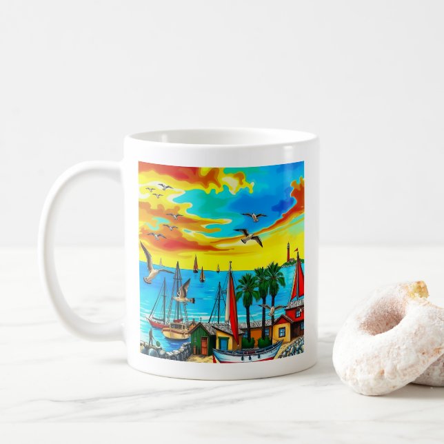 Küstenlandschaft der Träume Kaffeetasse (Mit Donut)