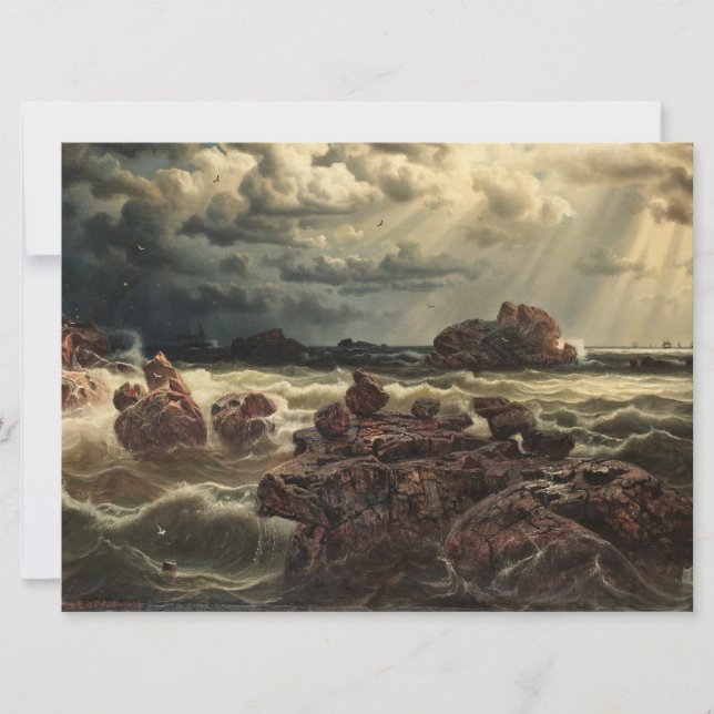 Küstenlandschaft mit Schiffen am Horizont Karte (Vorderseite)