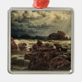 Küstenlandschaft mit Schiffen am Horizont Ornament Aus Metall