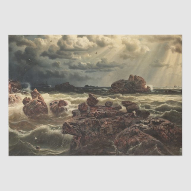 Küstenlandschaft mit Schiffen am Horizont Seidenpapier (Vorderseite)