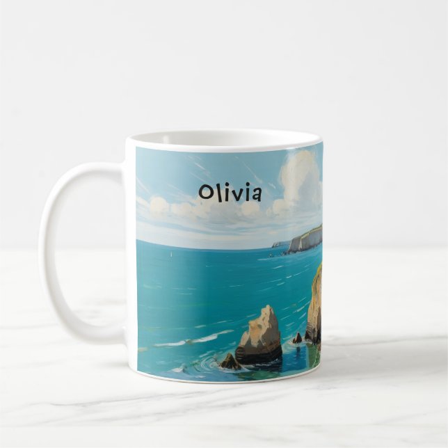 Küstenlandschaft Ozeanstrand Personalisiert Kaffeetasse (Links)