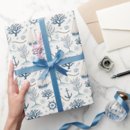 Küstenleben Ozeane Blau Geschenkpapier