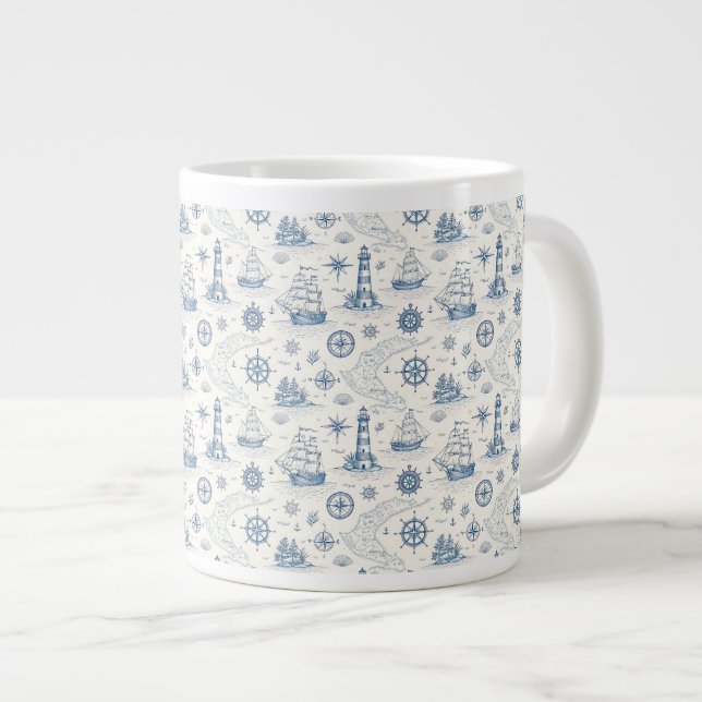 Küstenleben Ozeane Blau Jumbo-Tasse (Vorderseite Rechts)